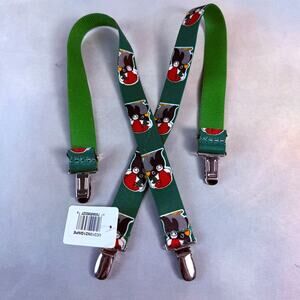 NWT Christmas Chilly Penguins Green Suspenders